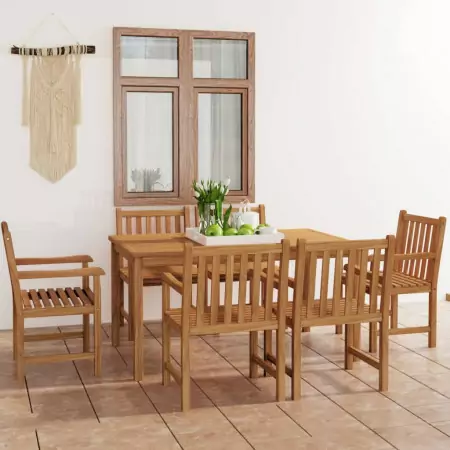 Set da Pranzo per Esterni 7 pz in Legno Massello di Teak