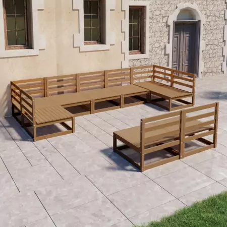 Set Divani da Giardino 9 pz in Legno Massello di Pino