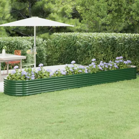 Vaso da Giardino Acciaio Verniciato Polvere 440x80x36 cm Verde