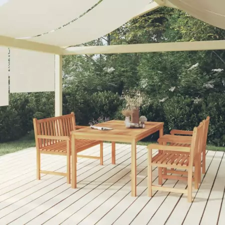 Set da Pranzo per Giardino 4 pz in Legno Massello di Teak