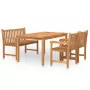 Set da Pranzo per Giardino 4 pz in Legno Massello di Teak