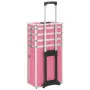 Valigia Trolley per Cosmetici in Alluminio Rosa