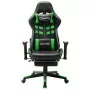 Sedia da Gaming con Poggiapiedi Nera e Verde in Similpelle