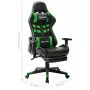 Sedia da Gaming con Poggiapiedi Nera e Verde in Similpelle