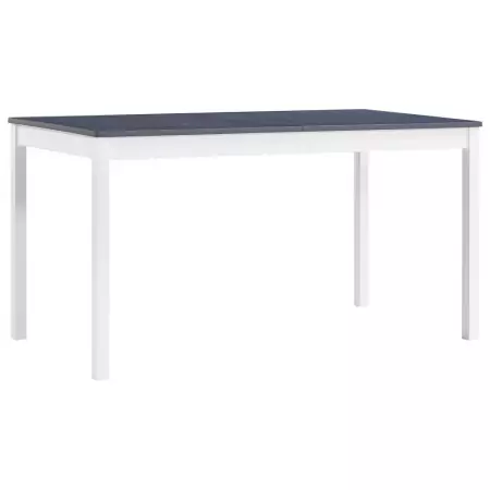 Tavolo da Pranzo Bianco e Grigio 140x70x73 cm in Legno di Pino