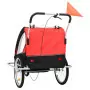 Rimorchio da Bici per Bambini e Passeggino 2 in 1 Nero e Rosso