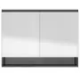 Armadietto a Specchio per Bagno 80x15x60 cm MDF Grigio Lucido