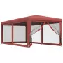 Tenda per Feste con 6 Pareti Laterali in Rete Rosso 3x6 m HDPE