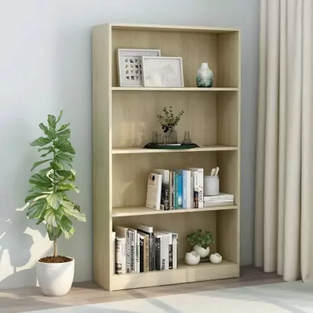 Libreria a 4 Ripiani Rovere Sonoma 80x24x142 cm in Truciolato