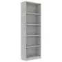 Libreria a 5 Ripiani Grigio Cemento 60x24x175 cm in Truciolato