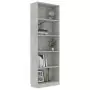 Libreria a 5 Ripiani Grigio Cemento 60x24x175 cm in Truciolato