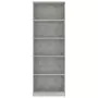 Libreria a 5 Ripiani Grigio Cemento 60x24x175 cm in Truciolato