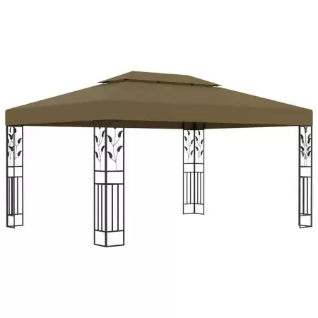 Gazebo con Tetto Doppio 3x4 m Grigio Talpa 180 g/m²