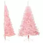 Albero di Natale Artificiale a Metà con Supporto Rosa 150cm PVC