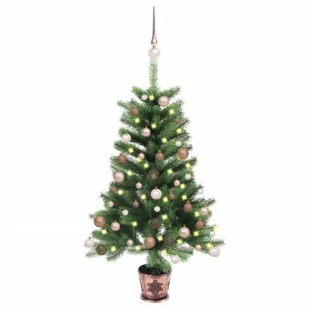 Albero di Natale Artificiale con LED e Set Palline 65 cm Verde