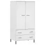 Armadio Gambe Metallo Bianco 90x55x172,5 cm Legno Massello OSLO