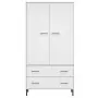 Armadio Gambe Metallo Bianco 90x55x172,5 cm Legno Massello OSLO