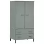 Armadio Gambe Metallo Grigio 90x55x172,5 cm Legno Massello OSLO