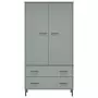 Armadio Gambe Metallo Grigio 90x55x172,5 cm Legno Massello OSLO