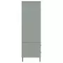 Armadio Gambe Metallo Grigio 90x55x172,5 cm Legno Massello OSLO