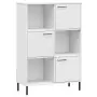 Libreria Gambe Metallo Bianco 90x35x128,5cm Legno Massello OSLO