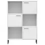 Libreria Gambe Metallo Bianco 90x35x128,5cm Legno Massello OSLO