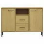 Credenza Gambe Metallo Marrone 113x40x77 cm Legno Massello OSLO