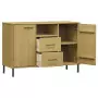 Credenza Gambe Metallo Marrone 113x40x77 cm Legno Massello OSLO