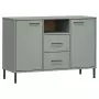 Credenza Gambe Metallo Grigio 113x40x77 cm Legno Massello OSLO