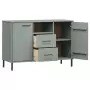 Credenza Gambe Metallo Grigio 113x40x77 cm Legno Massello OSLO