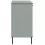 Credenza Gambe Metallo Grigio 113x40x77 cm Legno Massello OSLO