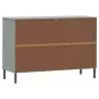 Credenza Gambe Metallo Grigio 113x40x77 cm Legno Massello OSLO