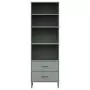 Libreria con 2 Cassetti Grigio 60x35x180 cm Legno Massello OSLO