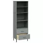 Libreria con 2 Cassetti Grigio 60x35x180 cm Legno Massello OSLO