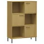 Libreria con Gambe Metallo Marrone 90x35x128,5 cm Massello OSLO