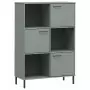 Libreria con Gambe Metallo Grigio 90x35x128,5 cm Massello OSLO