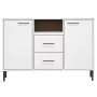 Credenza Gambe Metallo Bianco 113x40x77 cm Legno Massello OSLO