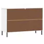 Credenza Gambe Metallo Bianco 113x40x77 cm Legno Massello OSLO