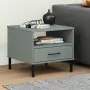 Comodino con Gambe in Metallo Grigio Legno Massello Pino OSLO