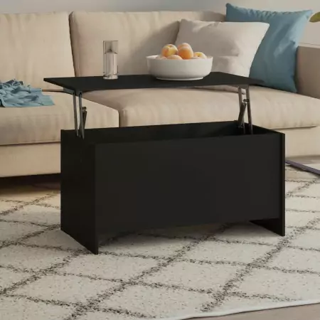 Tavolino da Salotto Nero 102x55,5x52,5 cm in Legno Multistrato