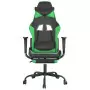 Sedia da Gaming con Poggiapiedi Nero e Verde in Similpelle