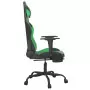 Sedia da Gaming con Poggiapiedi Nero e Verde in Similpelle