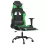 Sedia da Gaming con Poggiapiedi Nero e Verde in Similpelle