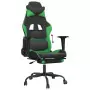 Sedia da Gaming con Poggiapiedi Nero e Verde in Similpelle