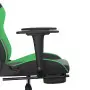 Sedia da Gaming con Poggiapiedi Nero e Verde in Similpelle