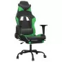 Sedia da Gaming Massaggio Poggiapiedi Nero e Verde Similpelle