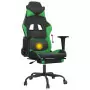 Sedia da Gaming Massaggio Poggiapiedi Nero e Verde Similpelle