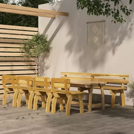 Set da Pranzo da Giardino 6 pz in Legno di Pino Impregnato