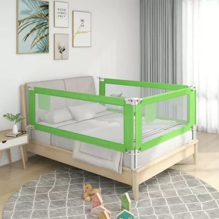 Sponda Letto di Sicurezza per Bambini Verde 120x25 cm Tessuto