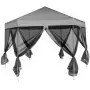 Gazebo Esagonale Pop-Up con 6 Pareti Grigio 3,6x3,1 m